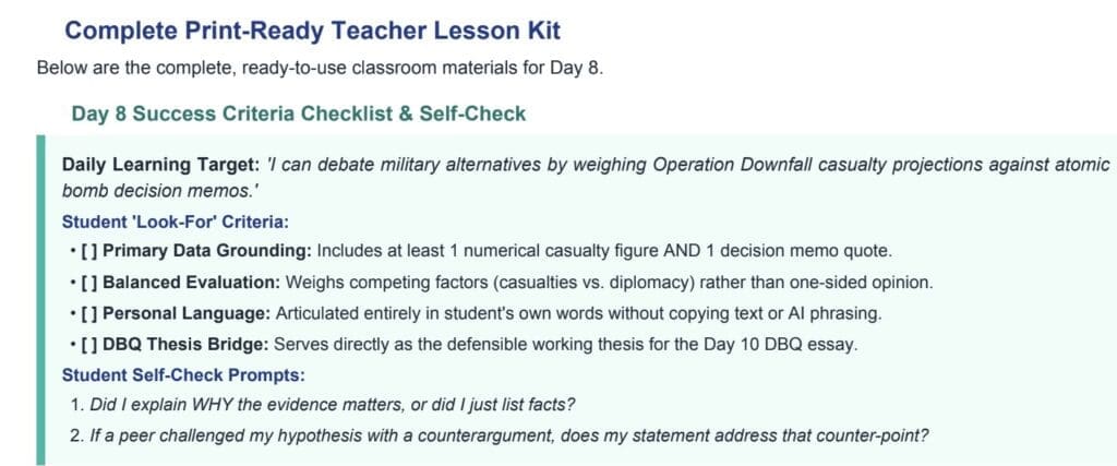Complete Print Ready Teacher Tool Lesson Kit