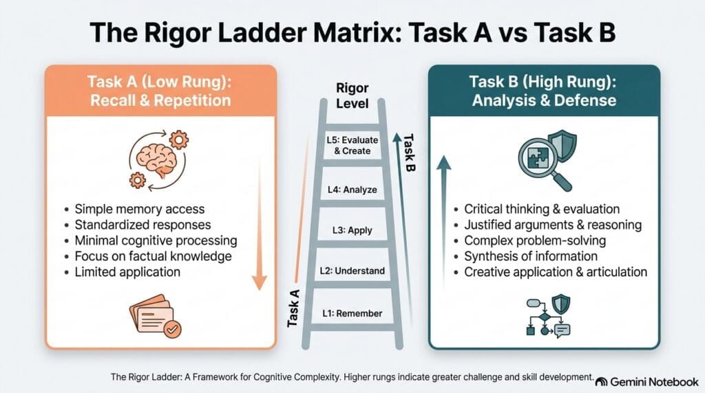 The Rigor Ladder Matrix; Task A vs Task B